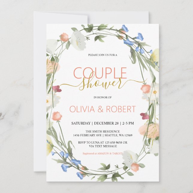  Wildflowers Couple Shower Invitation (Front)