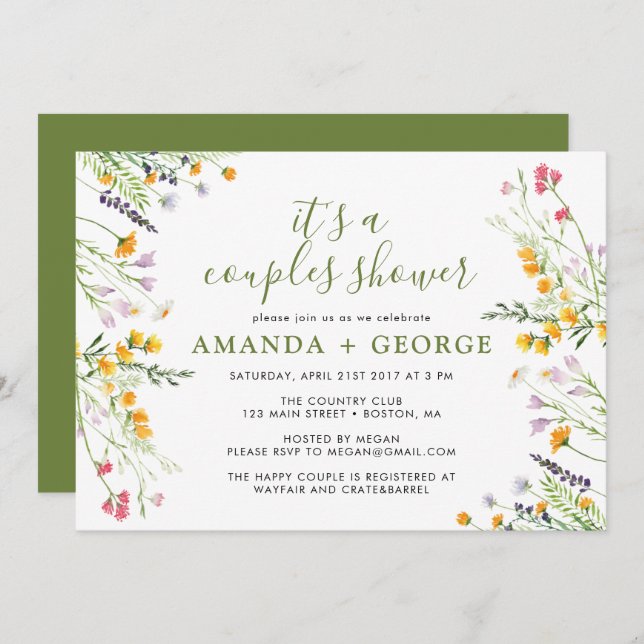 Wildflowers Couple shower party invitation (Front/Back)