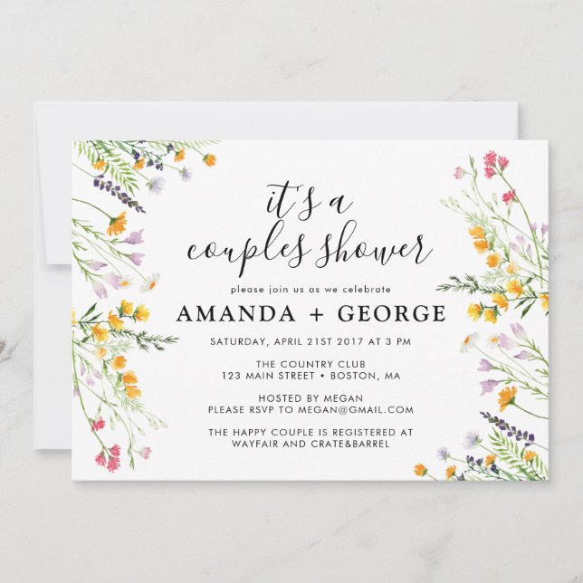 Wildflowers Couple shower party invitation (Front)