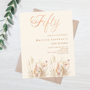 Wildflowers cream beige budget 50th birthday