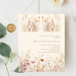 Wildflowers cream peach Bridal Shower invitation