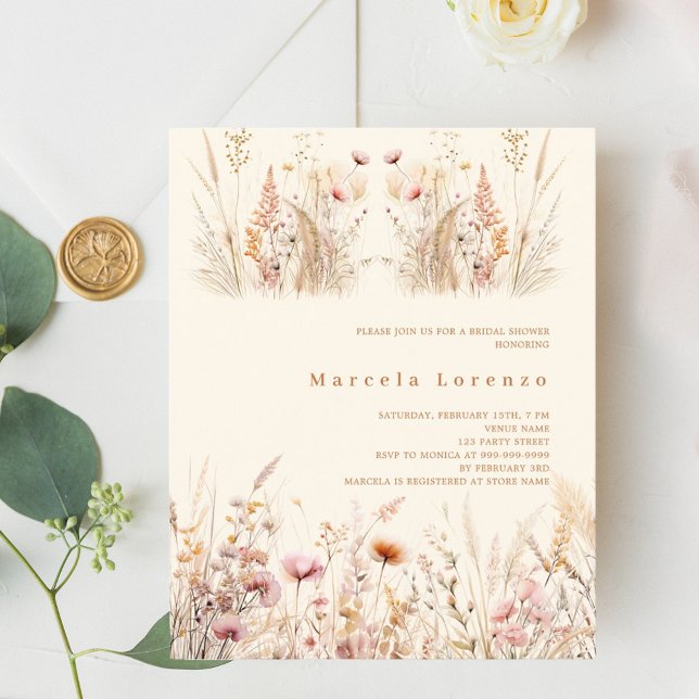 Wildflowers cream peach Bridal Shower invitation (Creator Uploaded)
