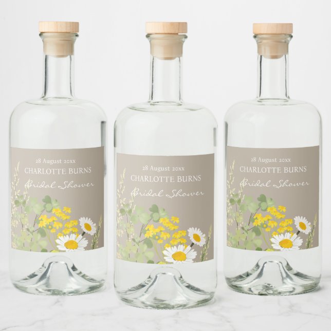 Wildflowers Custom Bridal Shower  Liquor Bottle Label (Bottles)