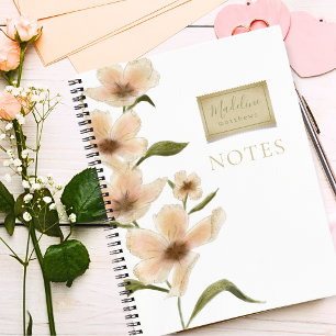Wildflowers Custom Name Chic Vintage Floral Stamp Notebook