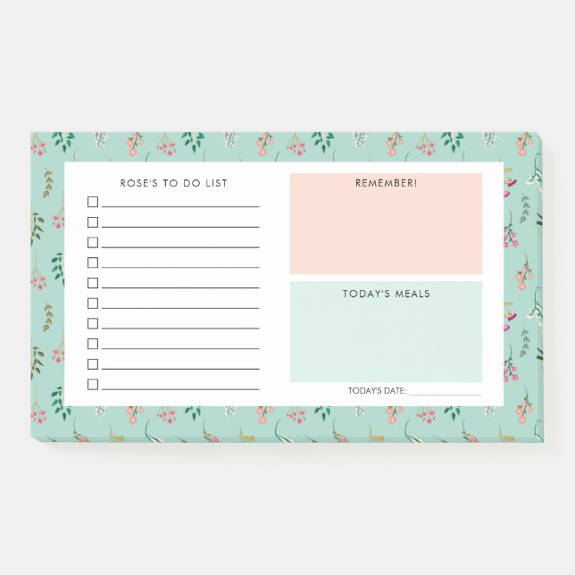 Wildflowers - Daily Organizer - Custom Name Post-it Notes (Front)