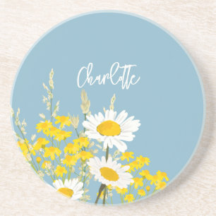 Wildflowers & Daisies Floral Meadow Design Coaster