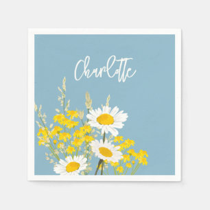 Wildflowers & Daisies Floral Meadow Design Napkin