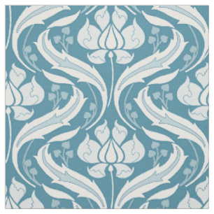 Wildflowers Damask Peacock Blue Fabric