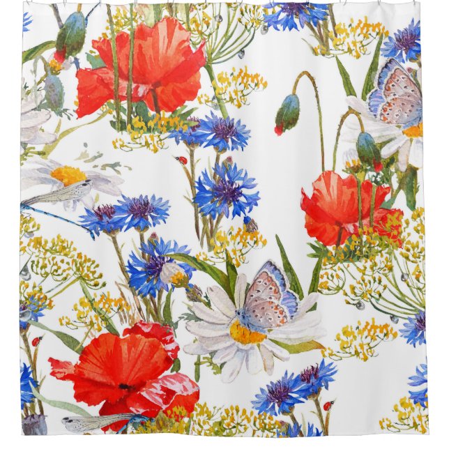 Wildflowers: dark blue watercolor seamless (Front)