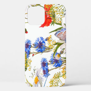 Wildflowers: dark blue watercolor seamless iPhone 12 case
