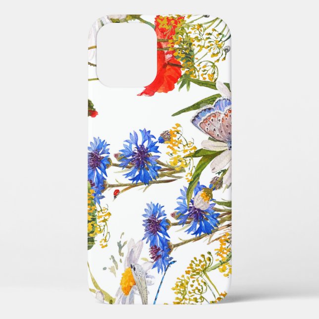 Wildflowers: dark blue watercolor seamless Case-Mate iPhone case (Back)