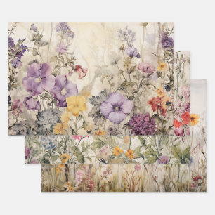 WILDFLOWERS DECOUPAGE DECORATIVE PAPER SET