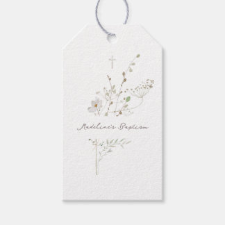wildflowers delicate bouquet Baptism Gift Tags