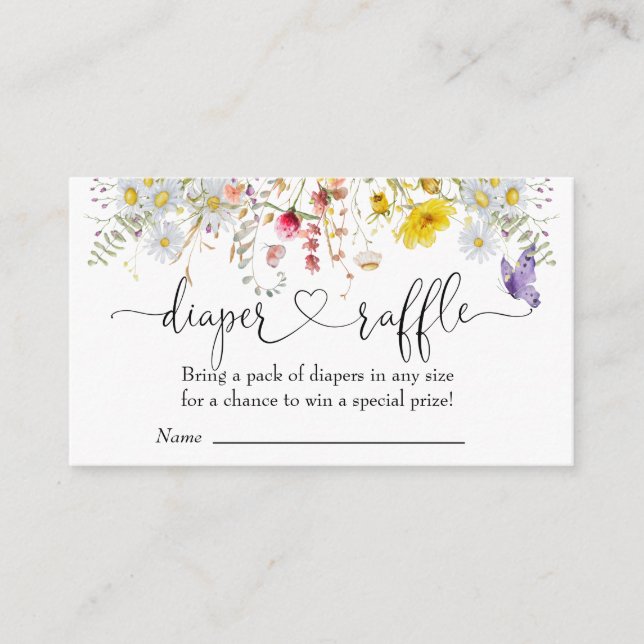 Wildflowers Diaper Raffle Enclosure Card (Front)