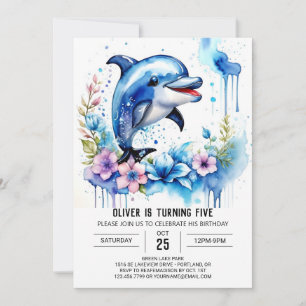 Wildflowers Dolphin Magic Birthday Invitation