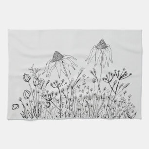 Wildflowers drawing kitchen towel