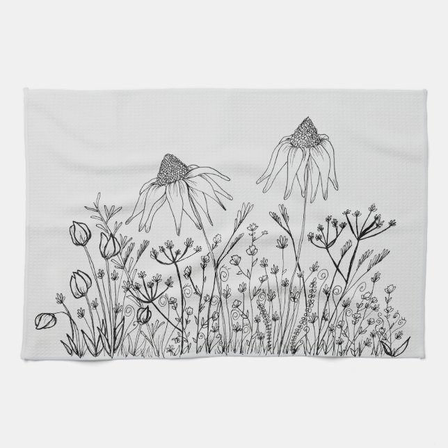 Wildflowers drawing kitchen towel (Horizontal)