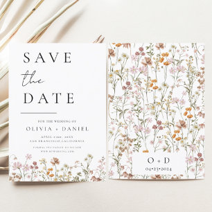 Wildflowers Elegant Boho Save the Date Minimalist 