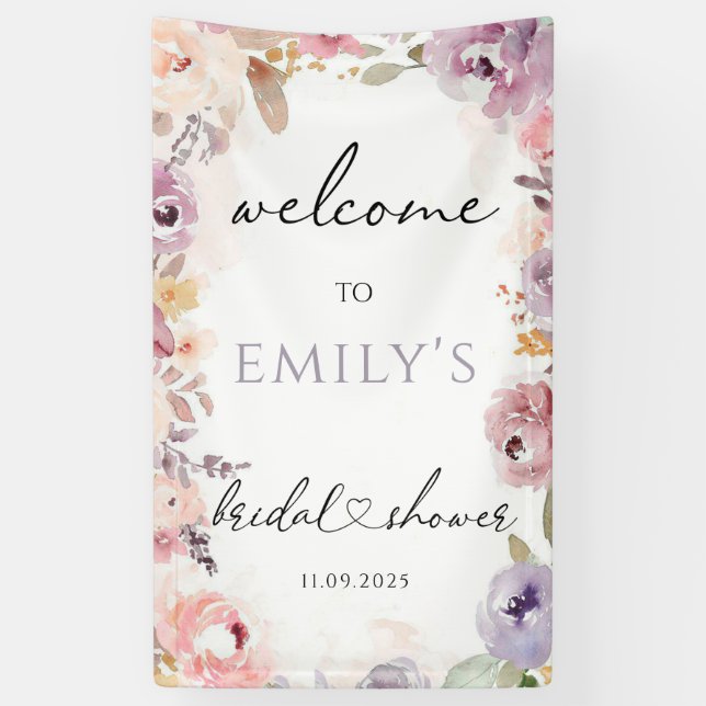 Wildflowers elegant bridal shower  banner (Vertical)