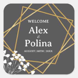 Wildflowers elegant framed welcome square sticker