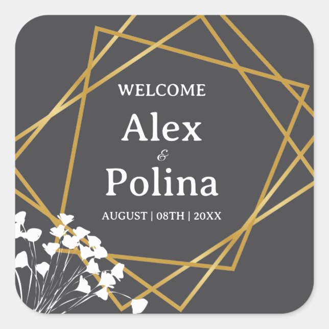 Wildflowers elegant framed welcome square sticker (Front)