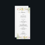 Wildflowers elegant Menu card monogrammed on back<br><div class="desc">Elegant Floral Wedding menu,  with couple names on back side.</div>