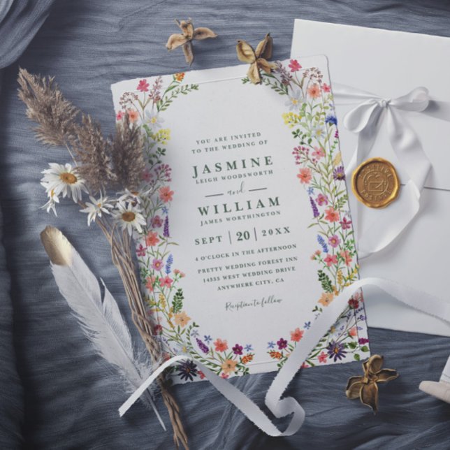 Wildflowers Elegant Modern Rustic QR Code Wedding Invitation (Creator Uploaded)