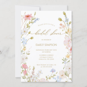 Wildflowers elegant modern Spring Bridal Shower Invitation