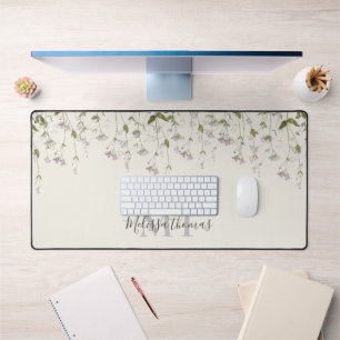 Wildflowers Elegant Monogram Initials Desk Mat