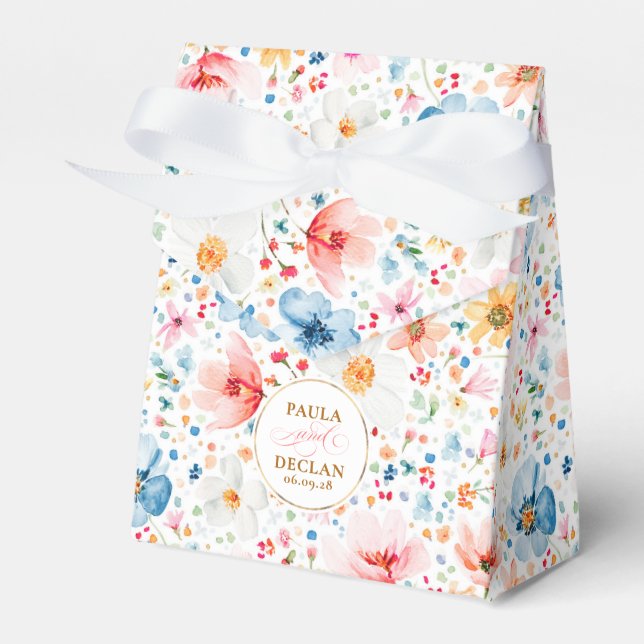 Wildflowers Elegant Romantic Boho Floral Wedding Favor Box (Front Side)