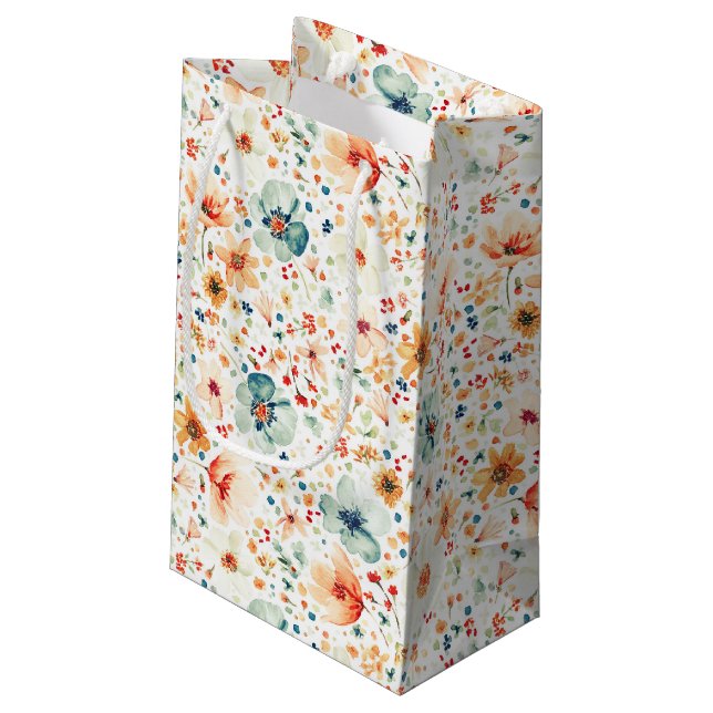 Wildflowers Elegant Romantic Fall Favours Small Gift Bag (Back Angled)
