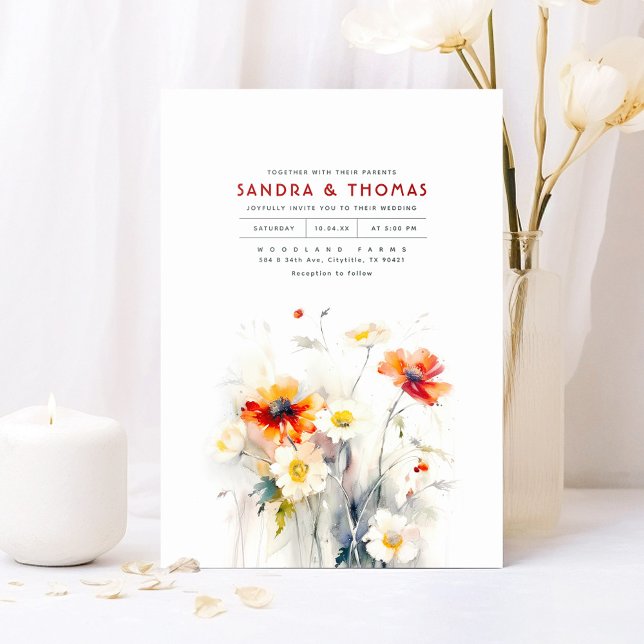 Wildflowers Elegant Romantic Wedding Invitation (Elegant Wildflowers Wedding Invitations)