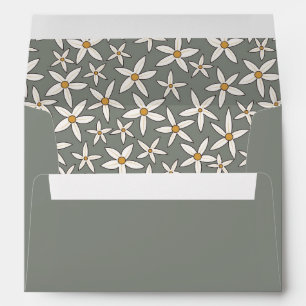 Wildflowers Elegant Simple Sage Green and White Envelope