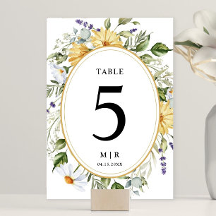 Wildflowers Elegant Vintage Floral Wedding Table Number