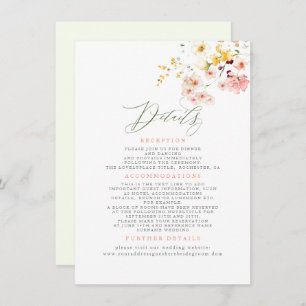 Wildflowers Elegant Wedding Information Enclosure Card