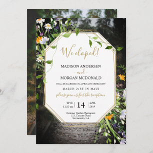 Wildflowers Elopement reception Photo invitation