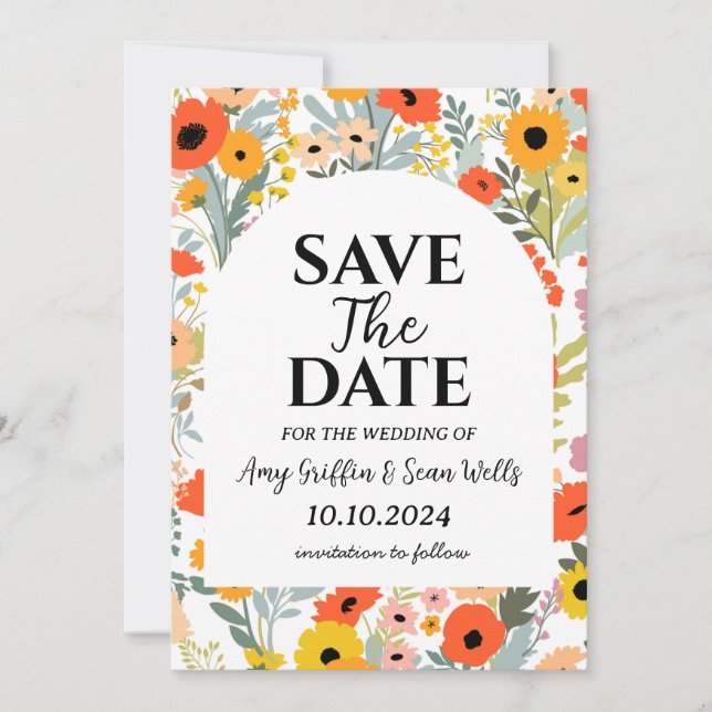 wildflowers fall save the date cards (Front)