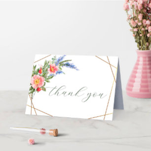 Wildflowers Faux Gold Foil Geometric Frame Rustic  Thank You Card