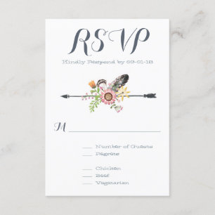 Wildflowers Feathers and Arrow RSVP Card