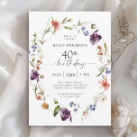 Wildflowers Feminine Floral 40th Birthday Party Invitation<br><div class="desc">Celebrate a 40th birthday in lovely feminine style with this modern floral wildflowers birthday party invitation. A beautiful watercolor painted wreath of mixed wildflowers in hues of pink, purple, peach, blue and white with scattered greenery make this invitation pop with style. Personalize the text template with your party info. This...</div>