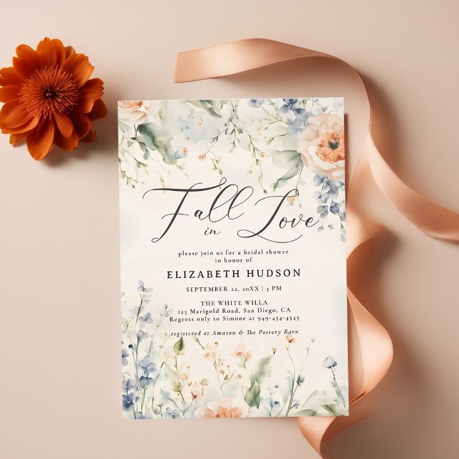 Wildflowers Fête Romantic Fall Bridal Shower Invitation (fall bridal shower invitations wildflowers garden romantic watercolor elegant casual chic)