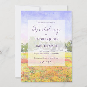 wildflowers field watercolour invitation