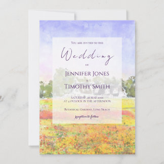 wildflowers field watercolour invitation