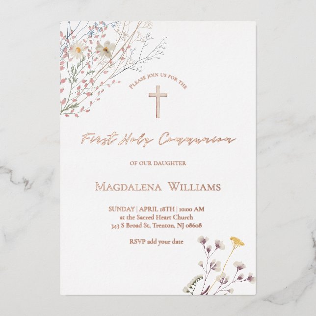 wildflowers | First Communion Invitation (Recto)