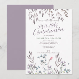 Wildflowers First Holy Communion Invitation