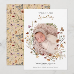 Wildflowers Floral Add Photo New Baby Birth  Annou Announcement