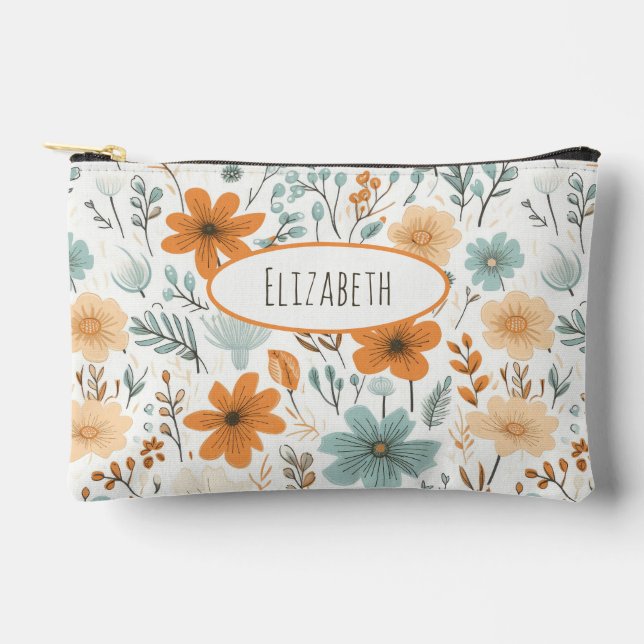 Wildflowers Floral Boho Pattern Name Accessory Pouch (Front)