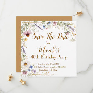 Wildflowers Floral Botanical Watercolor, Foliage Save The Date