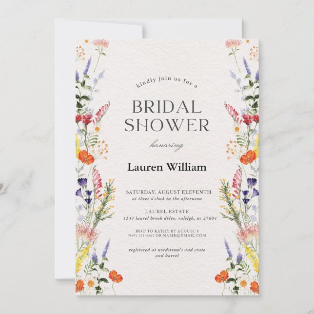 wildflowers Floral Bridal Tea Fiesta Brunch Shower Invitation (Front)