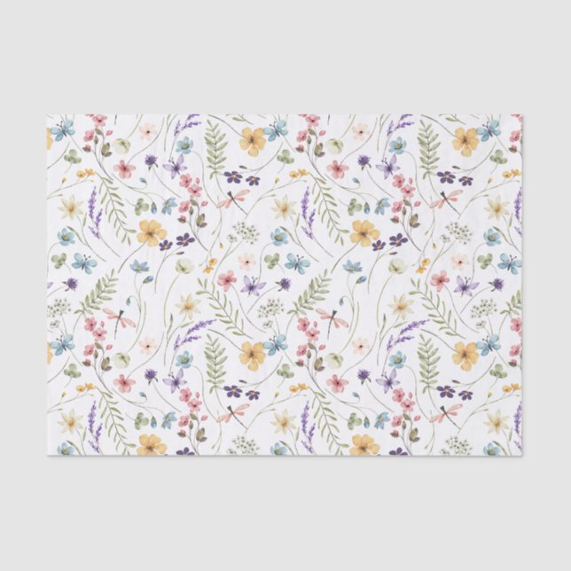 Wildflowers Floral Decoupage  Tissue Paper (Front)